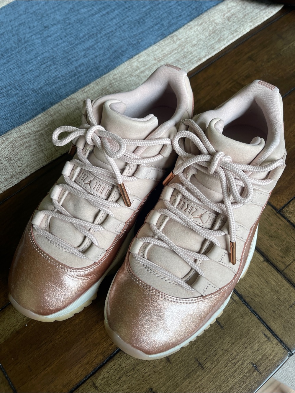 Jordan Women’s Metallic Rose Gold and Blush Sneakers